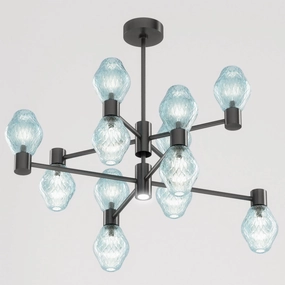 Luxury Mid-Century Black Murano Glass Chandelier By Beby