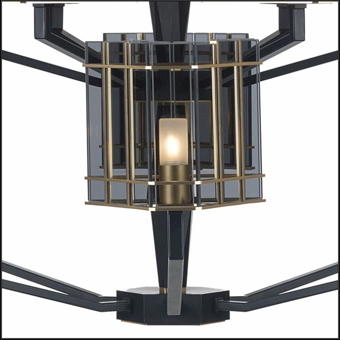 Luxury Smoked Glass Chandelier With Gold Detail