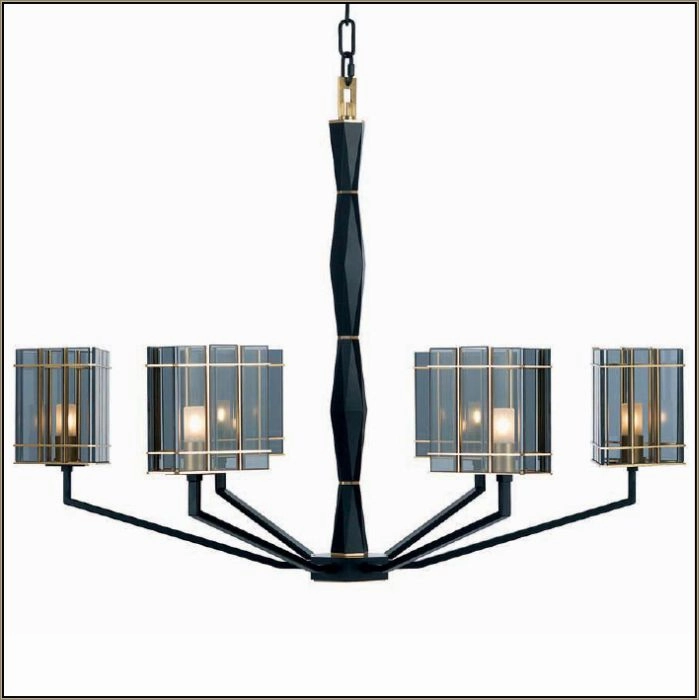 Luxury Smoked Glass Chandelier With Gold Detail