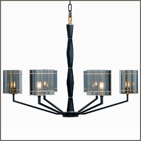 Luxury Smoked Glass Chandelier With Gold Detail