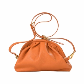MAG Women's Orange Grain Handbag Clothespin Pouch Small