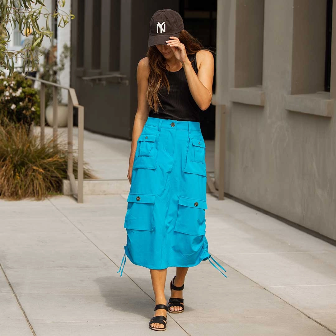 Maxi Cargo Skirt, Cobalt