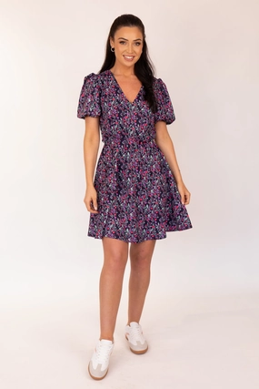 Michelle Navy & Pink Floral Ditsy Print Dress