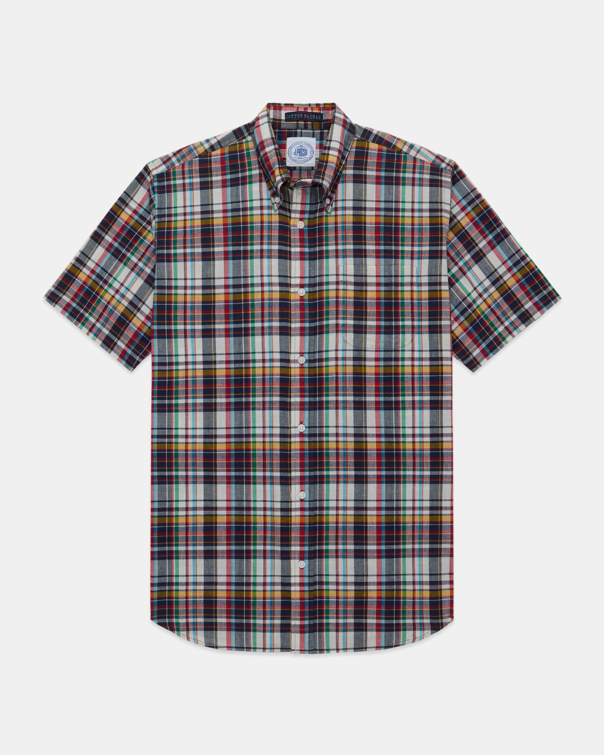 NAVY/YELLOW/GREEN MADRAS SHORT SLEEVE SHIRT