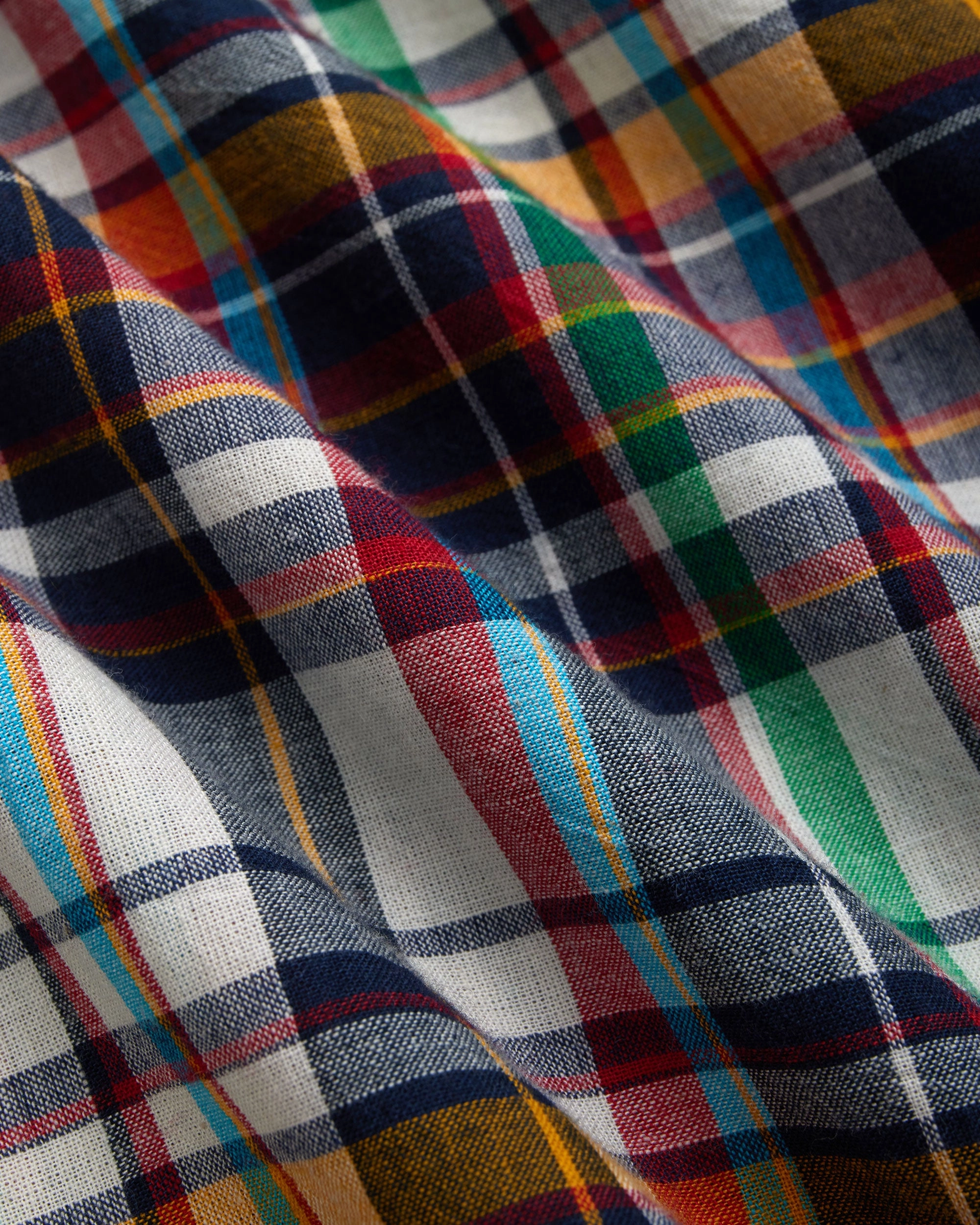 NAVY/YELLOW/GREEN MADRAS SHORT SLEEVE SHIRT