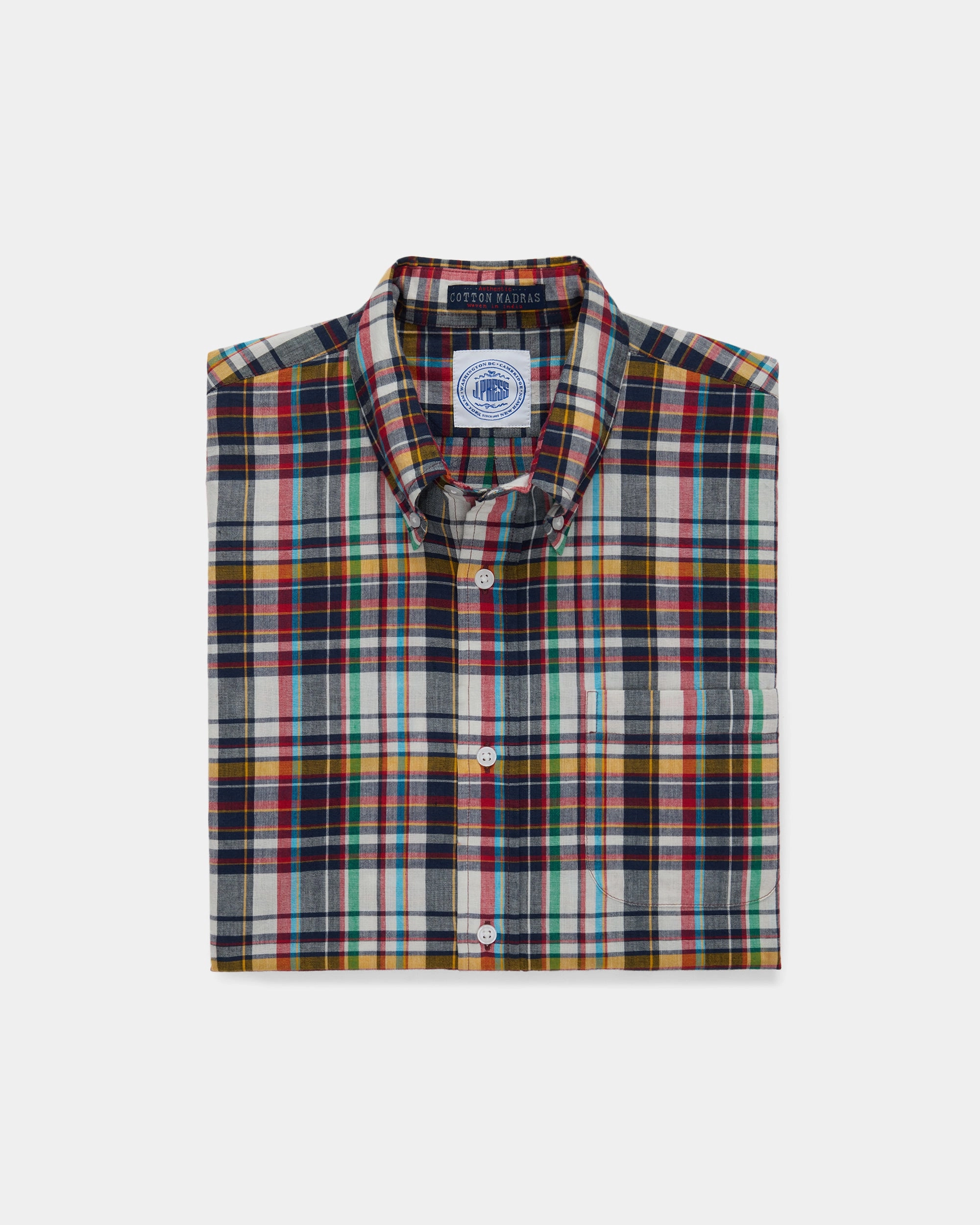 NAVY/YELLOW/GREEN MADRAS SHORT SLEEVE SHIRT