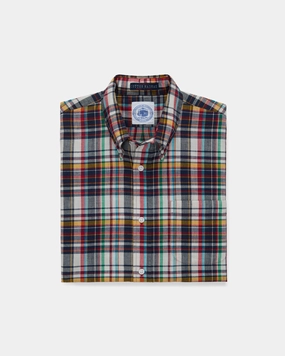 NAVY/YELLOW/GREEN MADRAS SHORT SLEEVE SHIRT