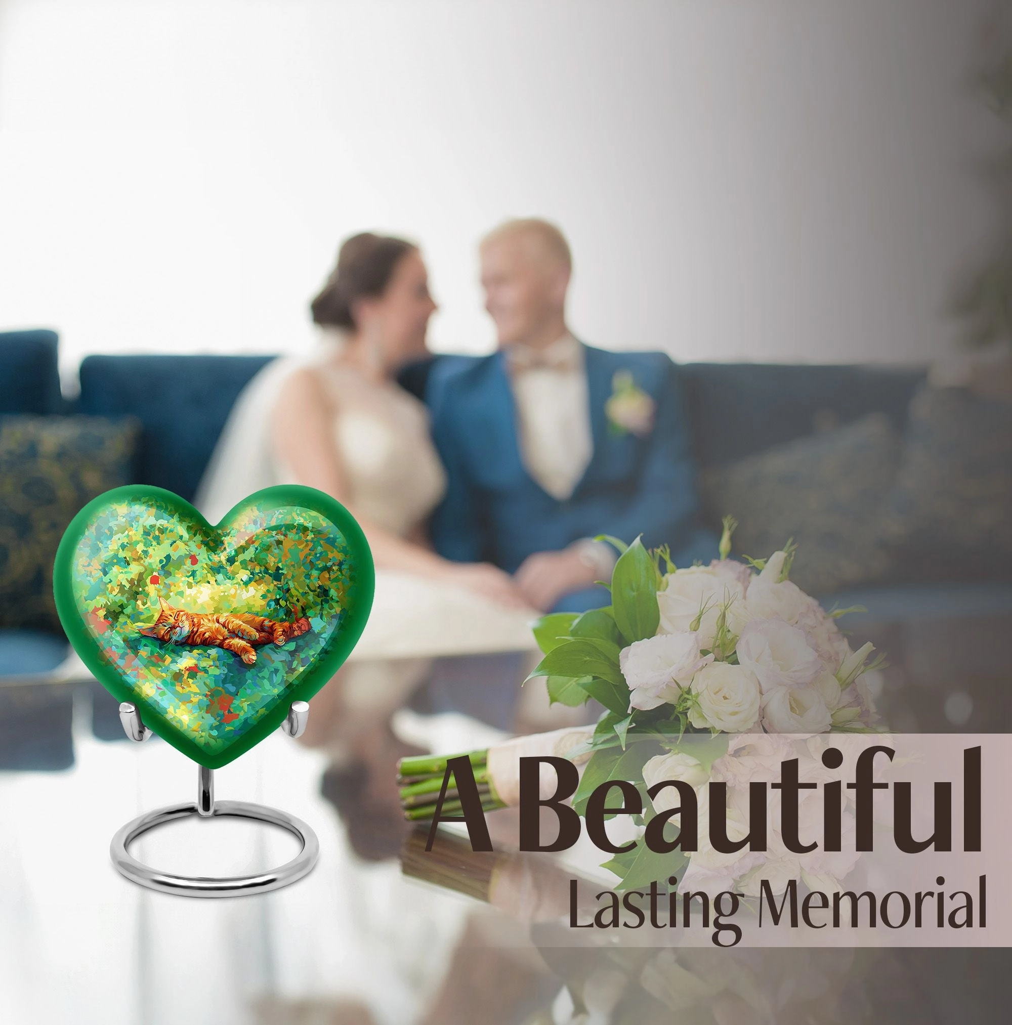 Orange Cat Heart Urn: The Cremation Memorial