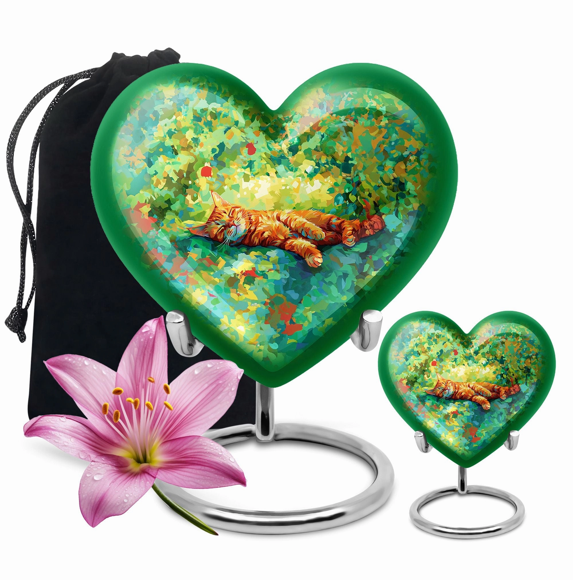 Orange Cat Heart Urn: The Cremation Memorial