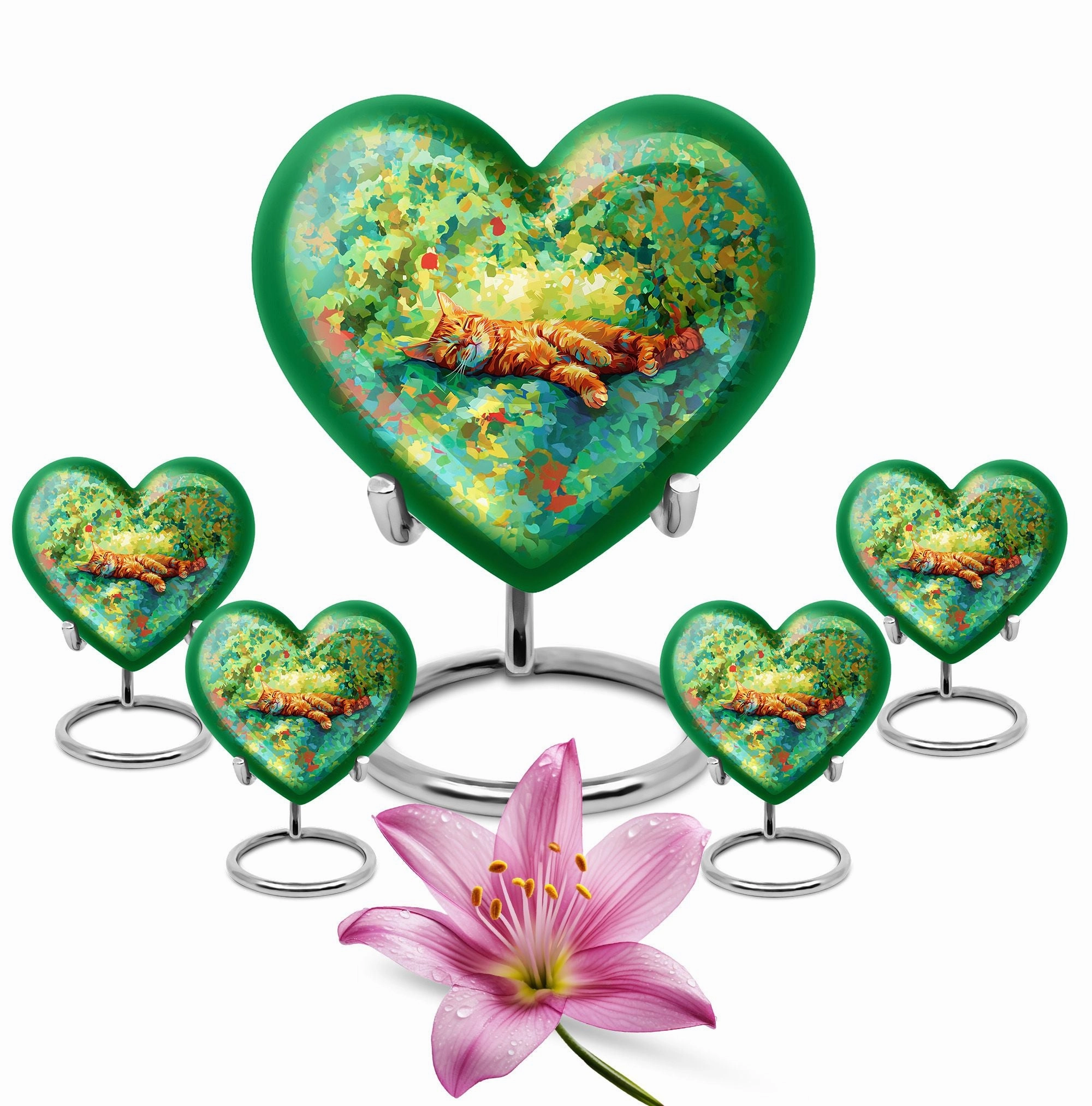 Orange Cat Heart Urn: The Cremation Memorial