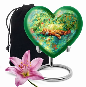 Orange Cat Heart Urn: The Cremation Memorial