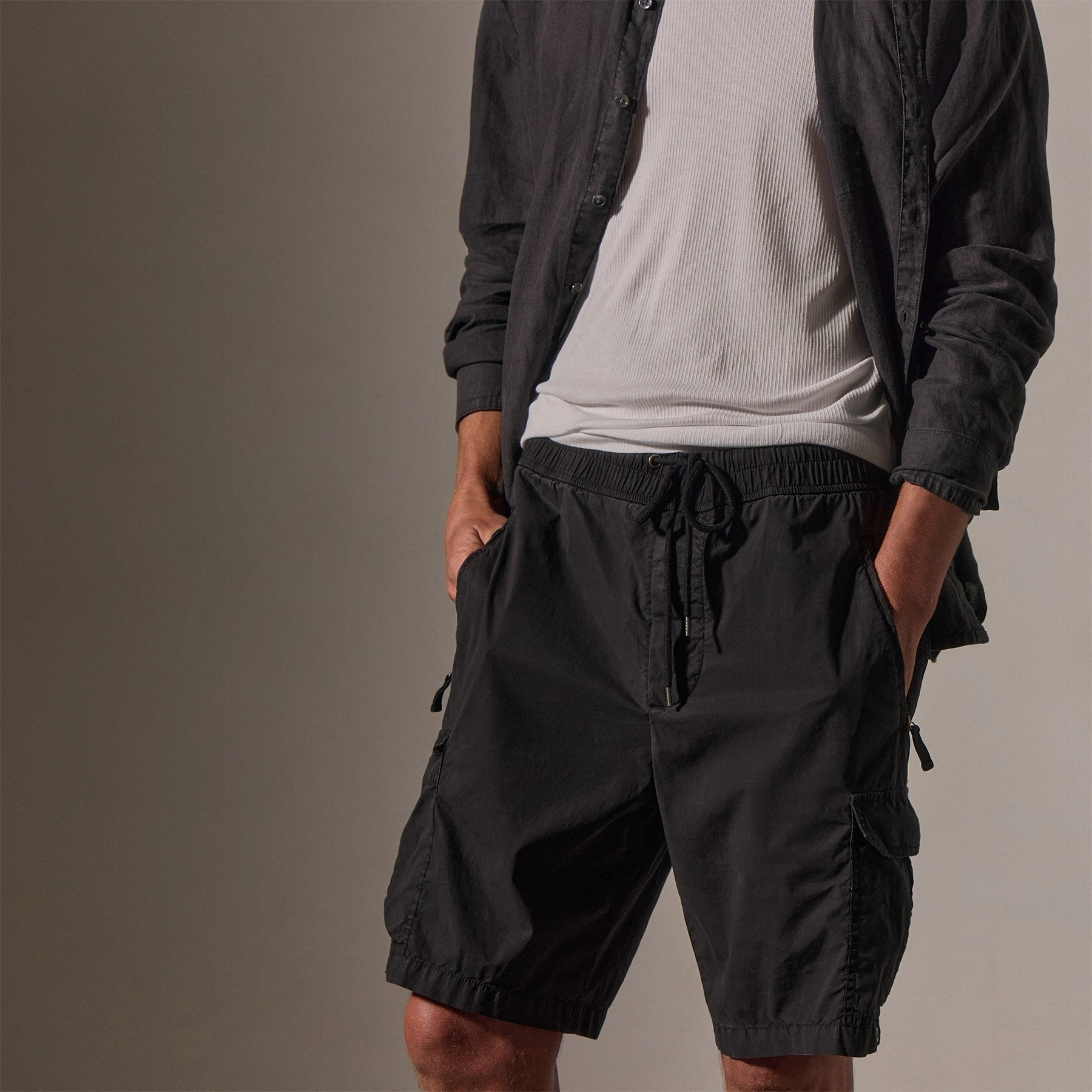 Parachute Poplin Cargo Short - Black