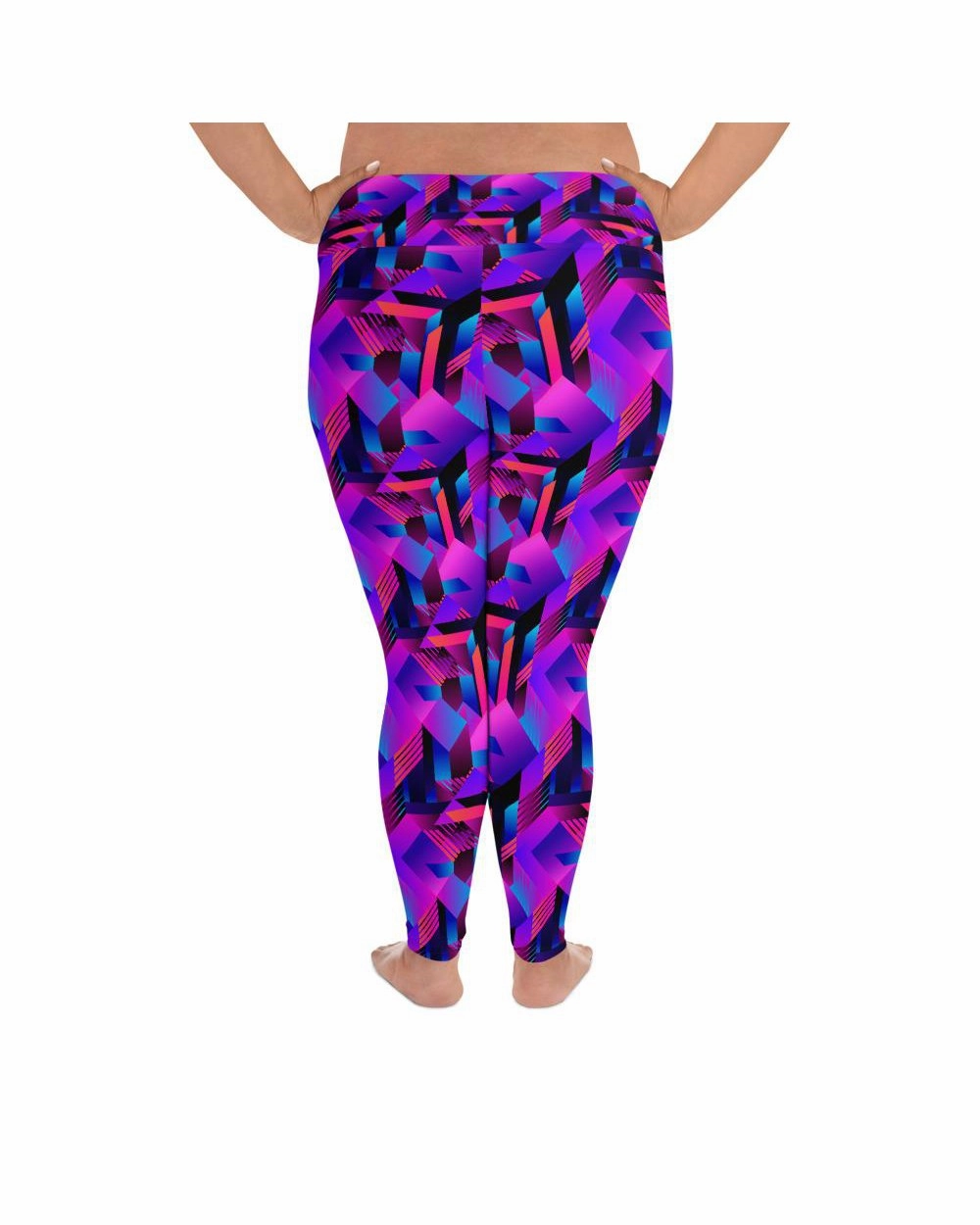 Pink and Purple Colorblock Plus Size Leggings