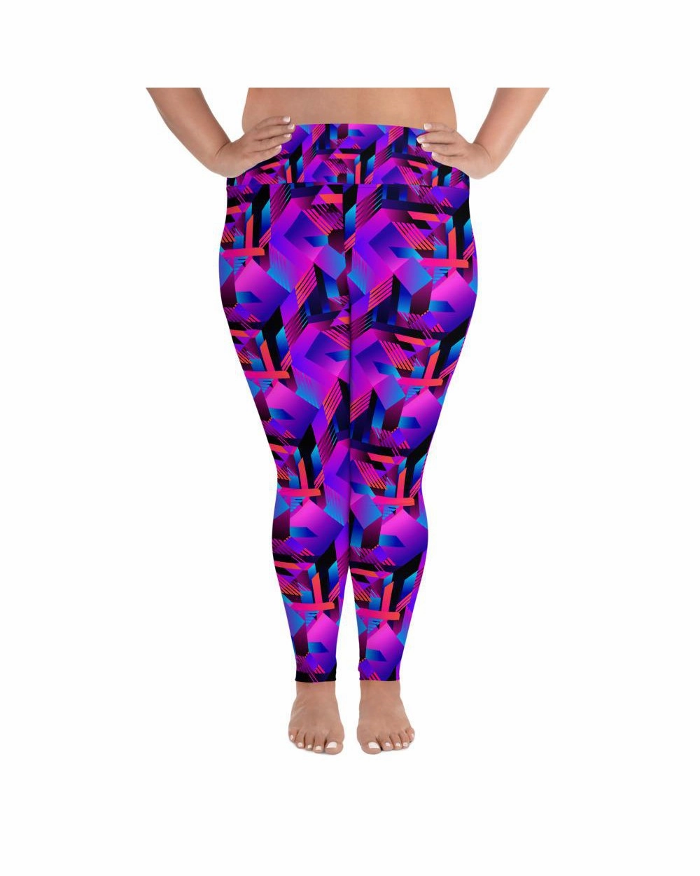 Pink and Purple Colorblock Plus Size Leggings