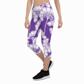 Purple Japanese Floral Capris