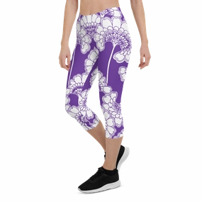 Purple Japanese Floral Capris