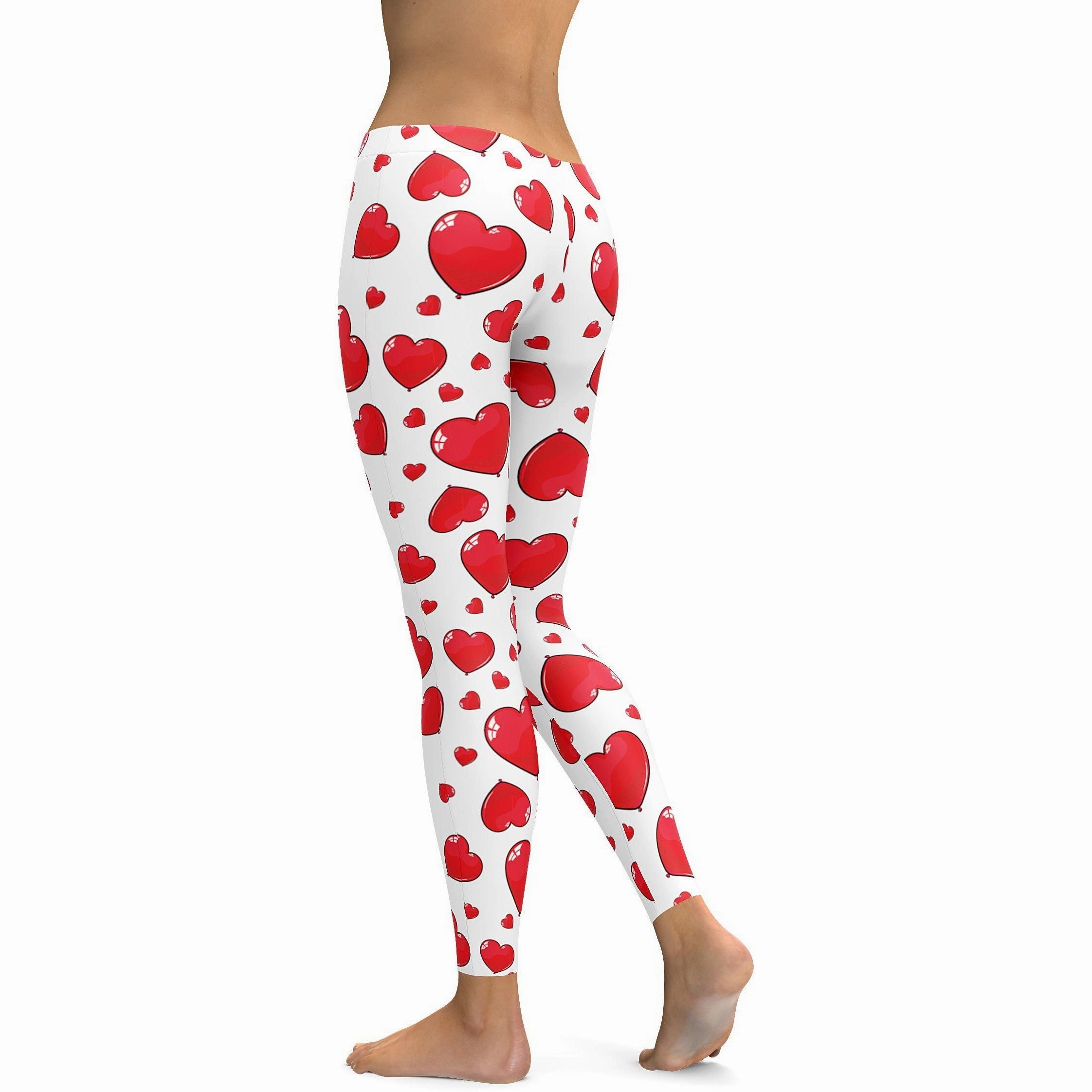 Red Heart Shaped Balloons Leggings