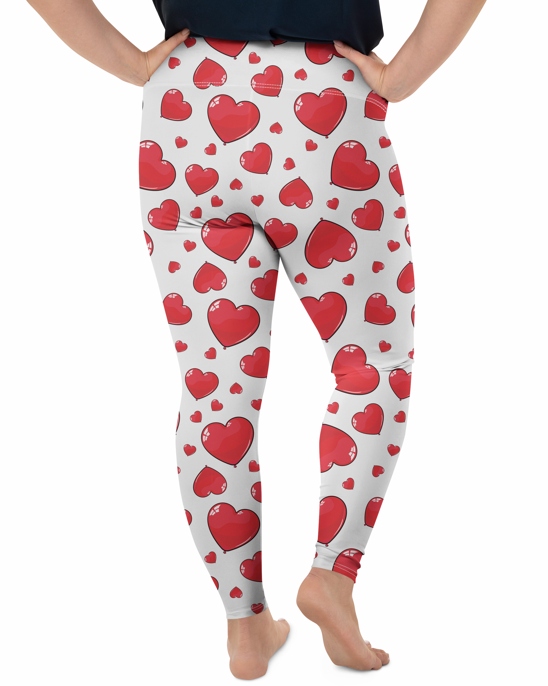 Red Heart Shaped Balloons Plus Size Leggings