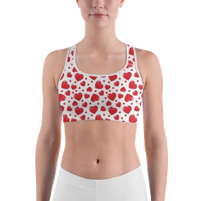 Red Heart Shaped Balloons Sports Bra
