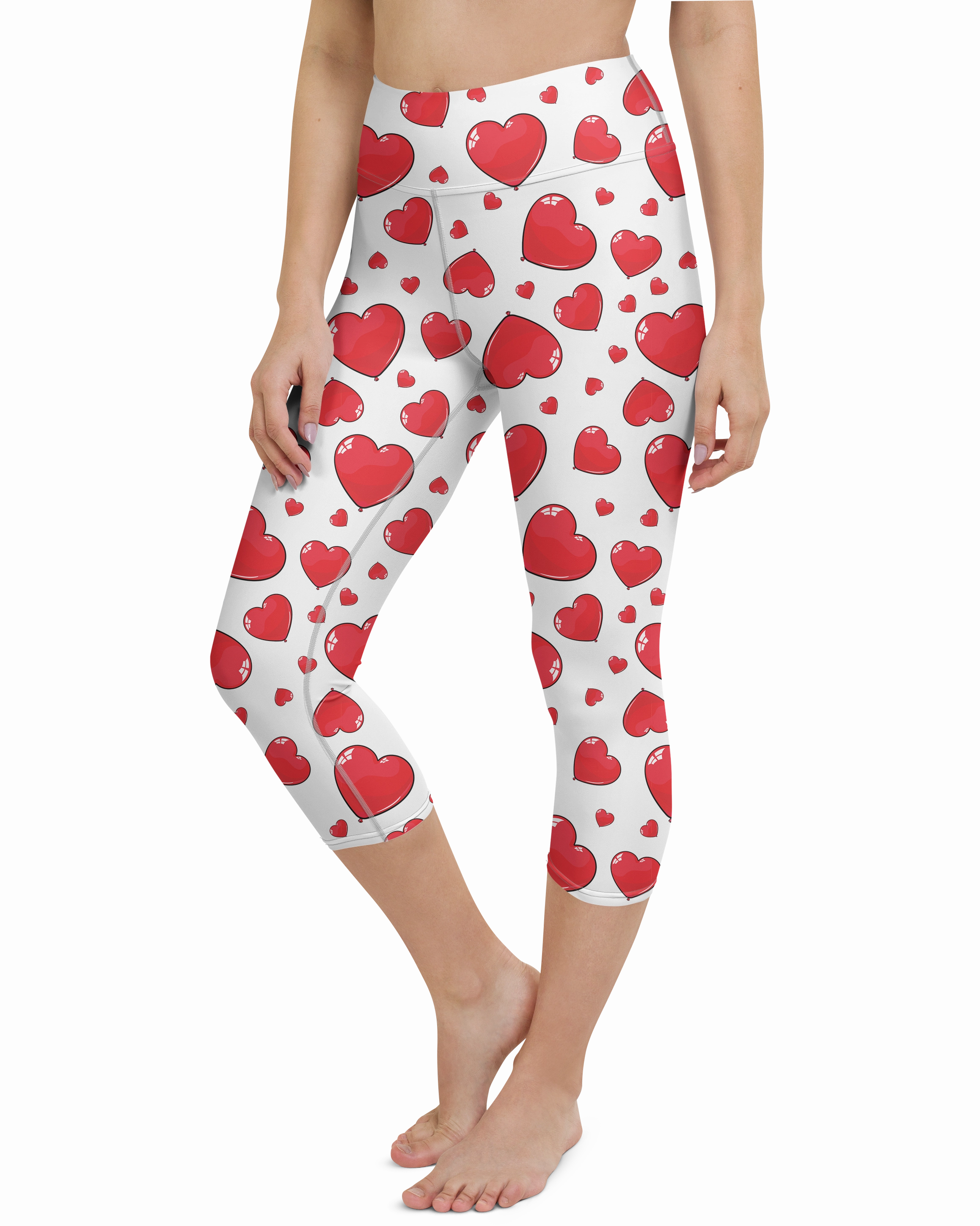 Red Heart Shaped Balloons Yoga Capris