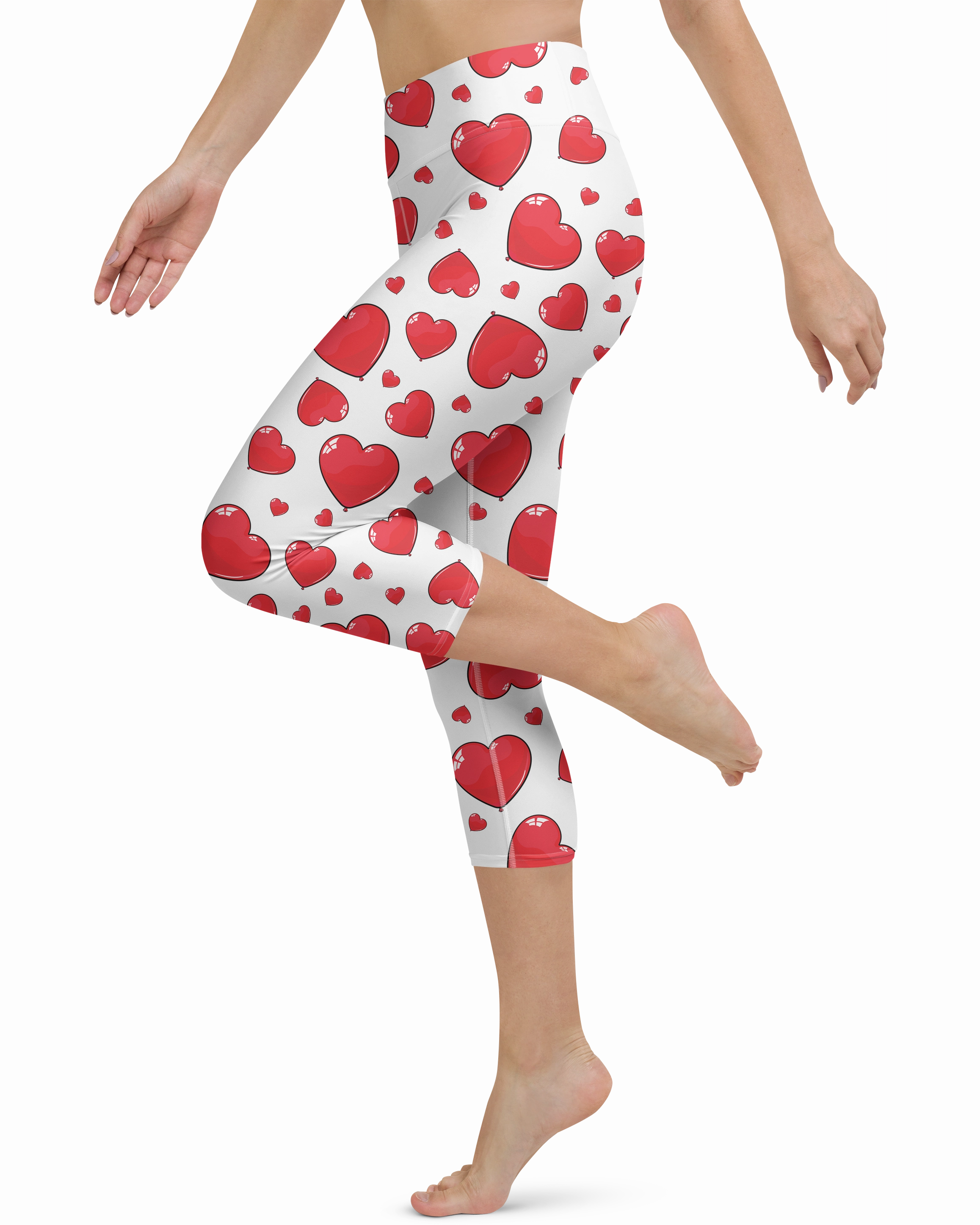 Red Heart Shaped Balloons Yoga Capris
