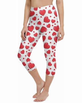 Red Heart Shaped Balloons Yoga Capris