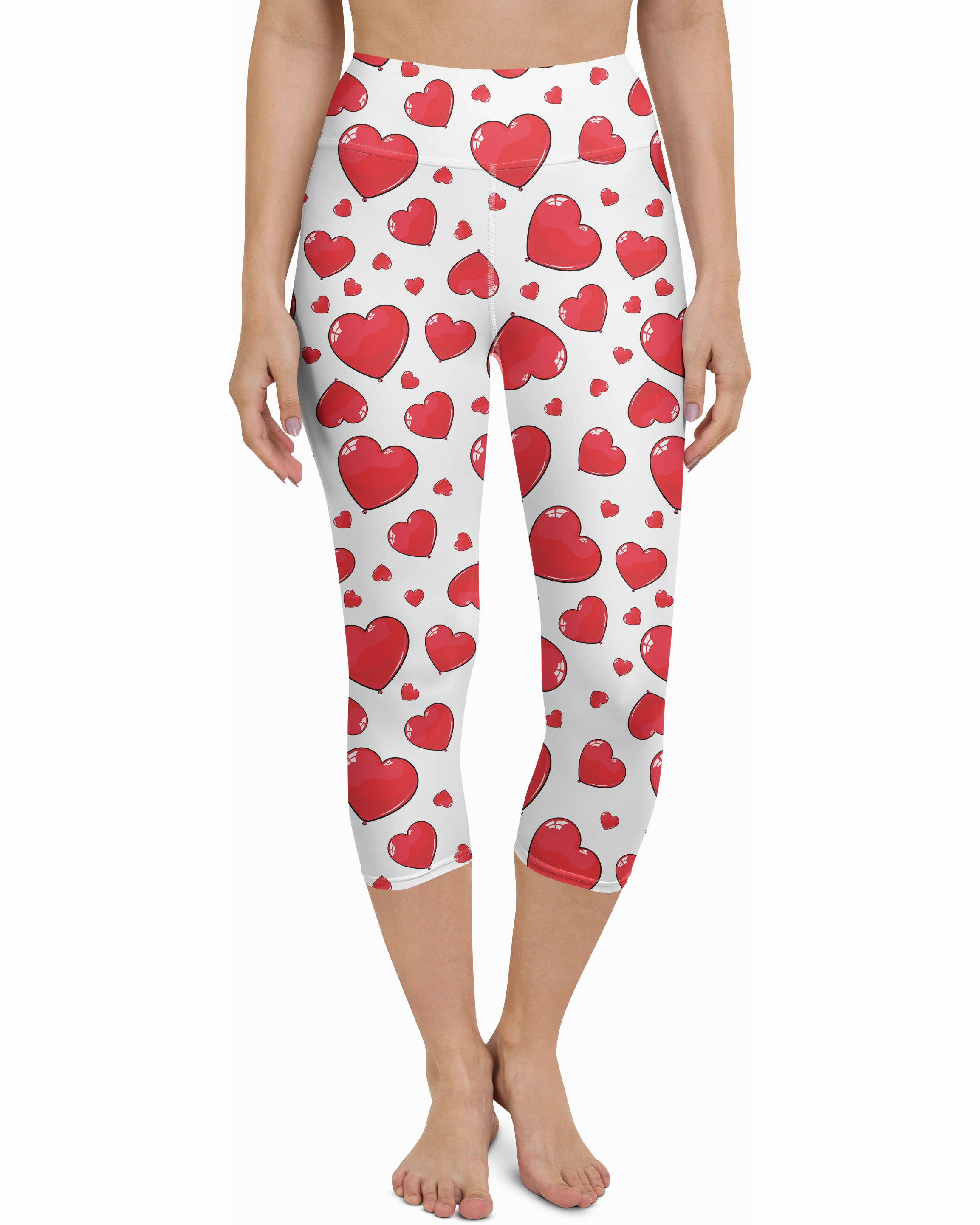 Red Heart Shaped Balloons Yoga Capris