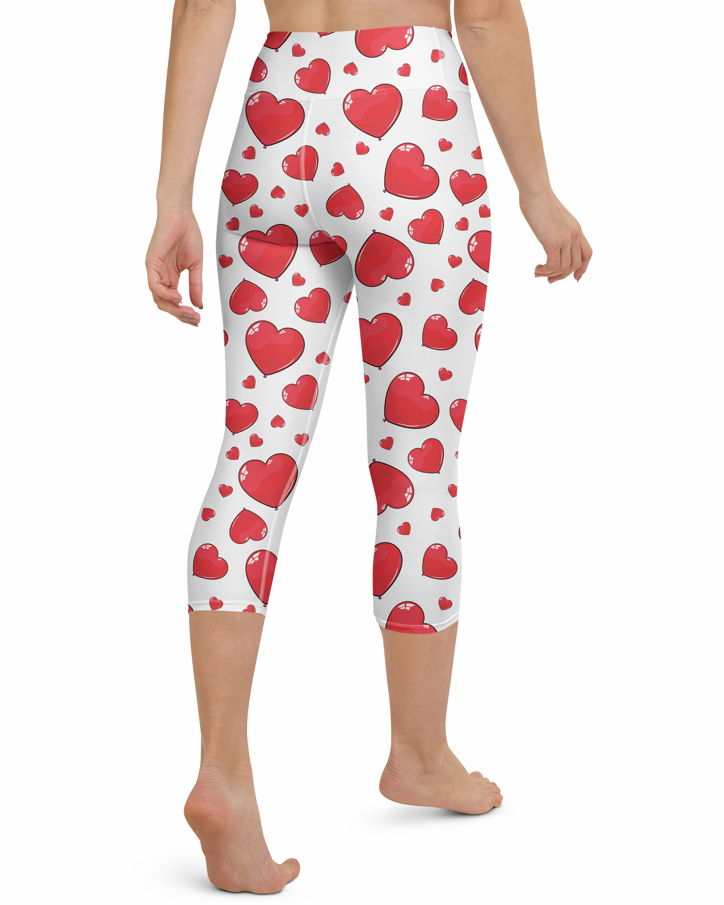 Red Heart Shaped Balloons Yoga Capris
