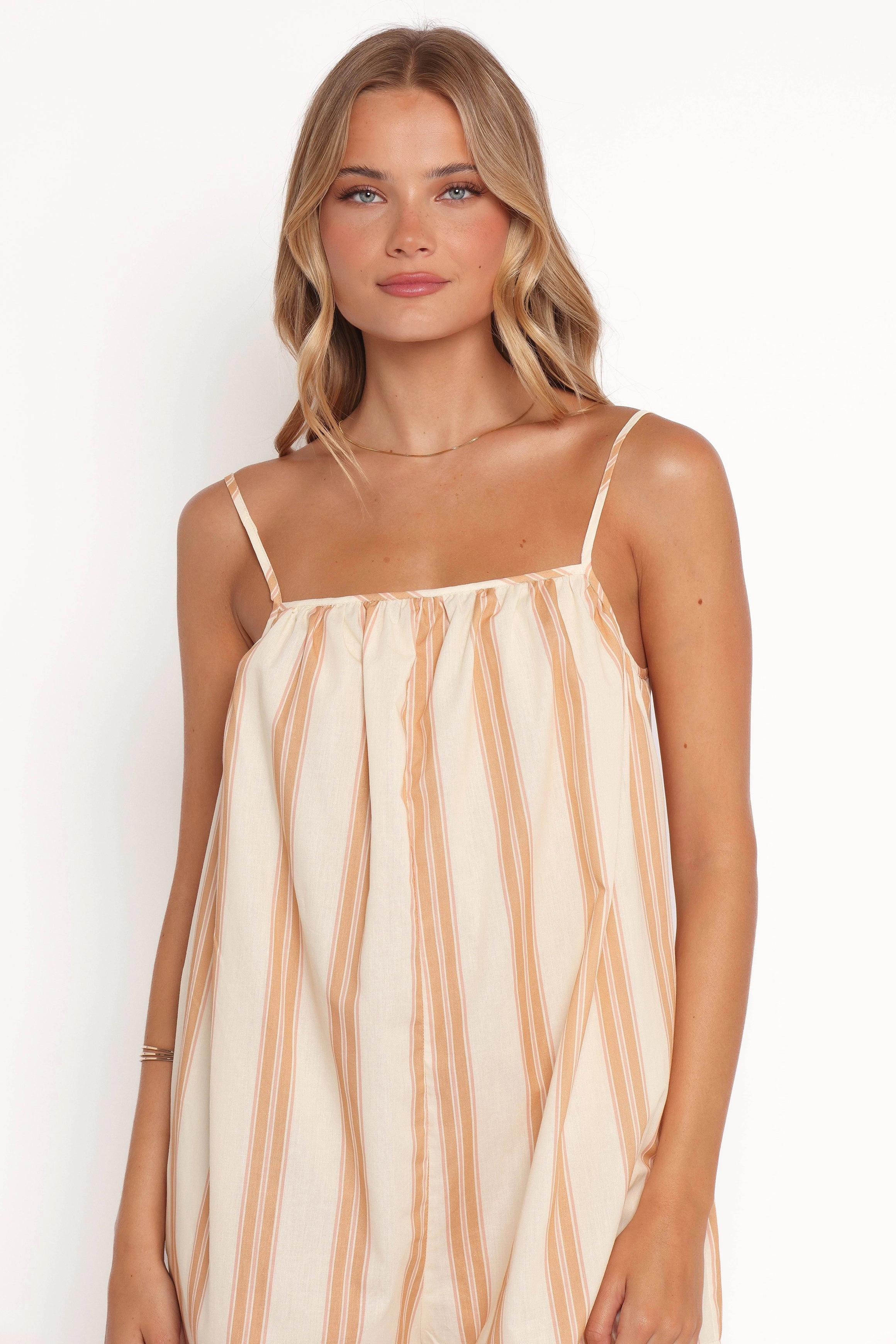 Regina Playsuit - Beige Stripes