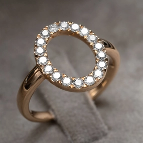Ring Elipse 750 rose gold 18 brilliants 0.51ct.