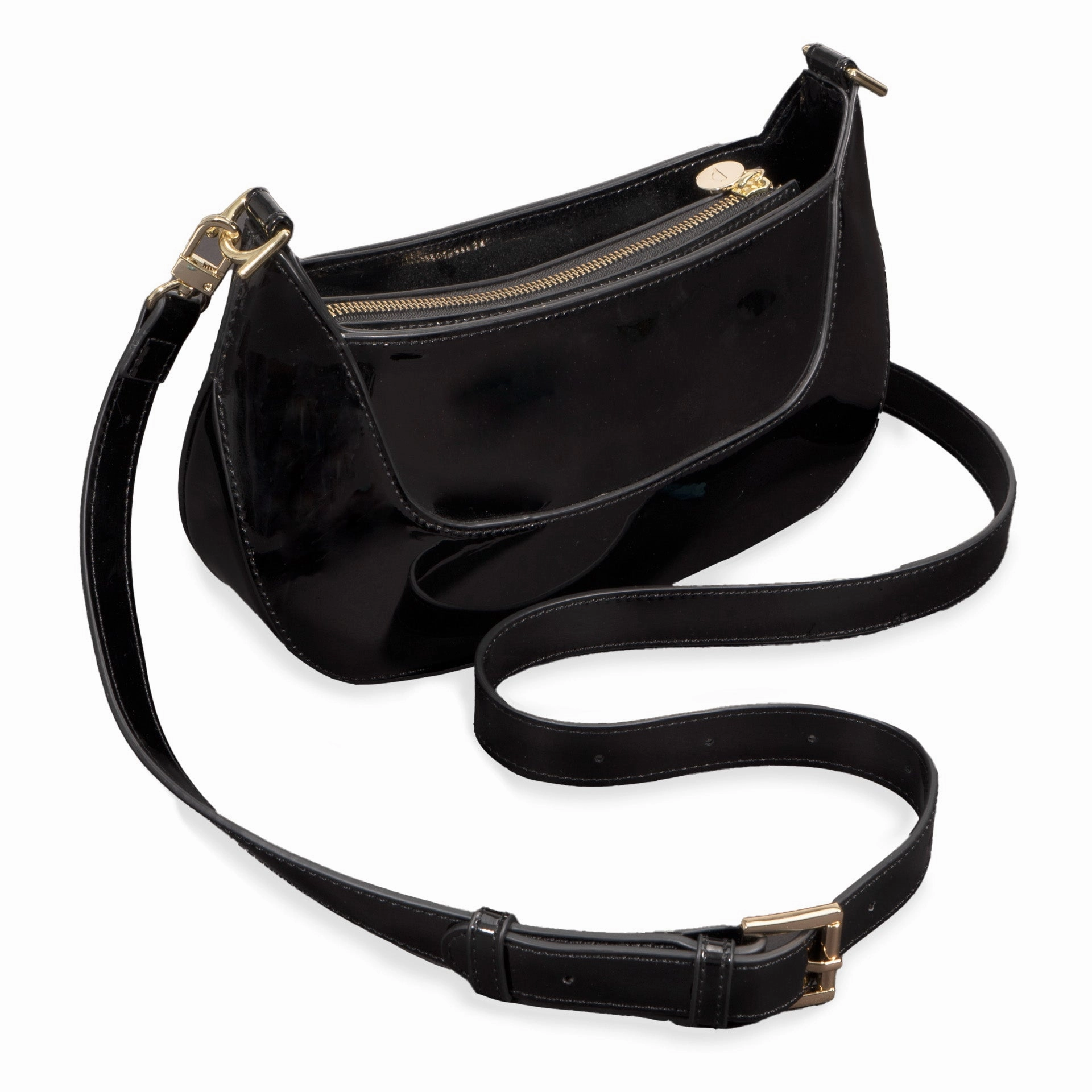 Riona Ella RFID Patent Baguette Black