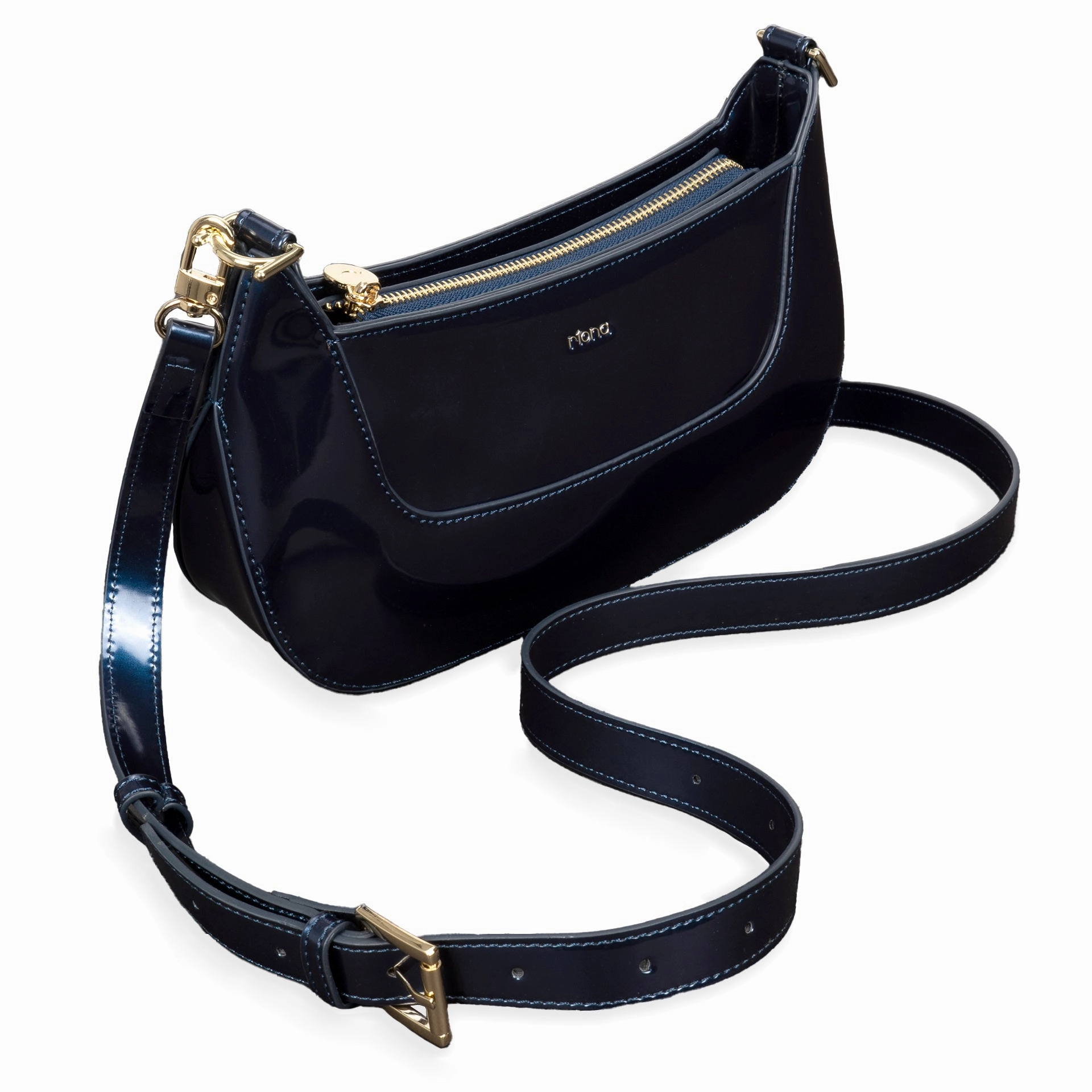 Riona Ella RFID Patent Baguette Black