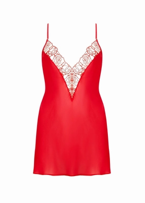 Rosalie Short Chemise Slip (Red/Sheer)