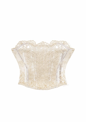 Royal Jewel Strapless Corset Cream Gold
