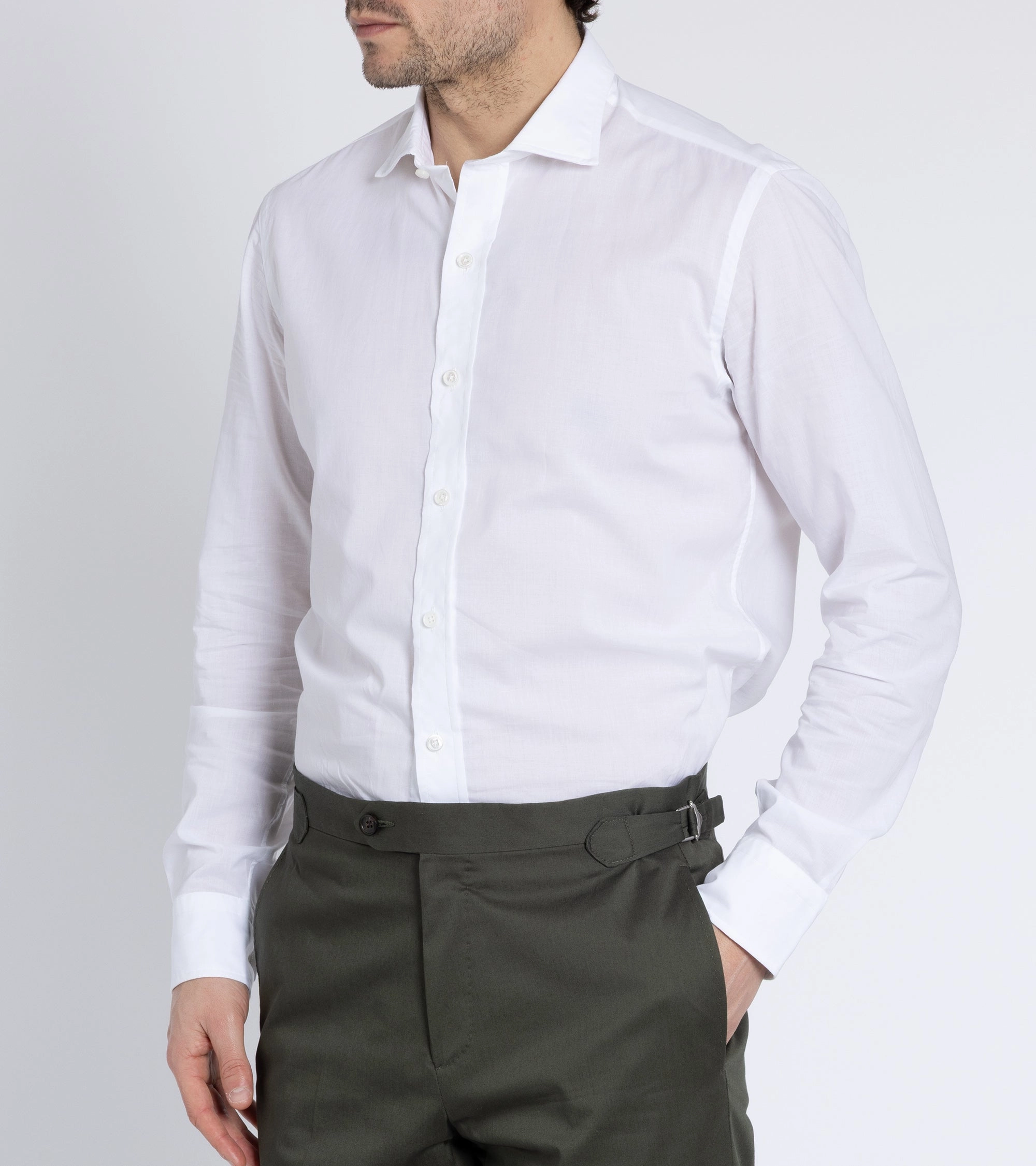 Salvatore Piccolo Cotton Fil a Fil Shirt: White