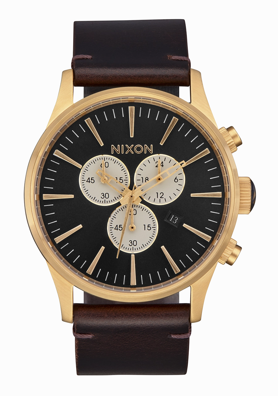 Sentry Chrono Leather - Gold / Indigo / Brown