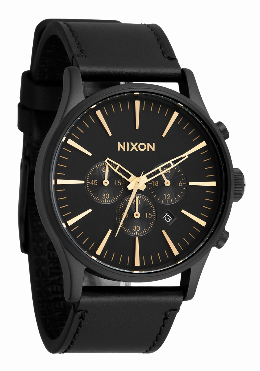 Sentry Chrono Leather - Matte Black / Gold / Black