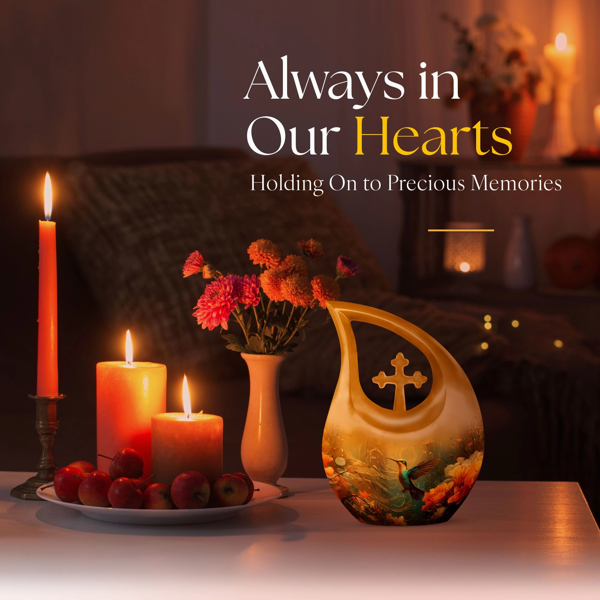 Serenity Memories: Beautiful Humming Birds Large Memorial Urn - Timeless Elegance Funeral Options