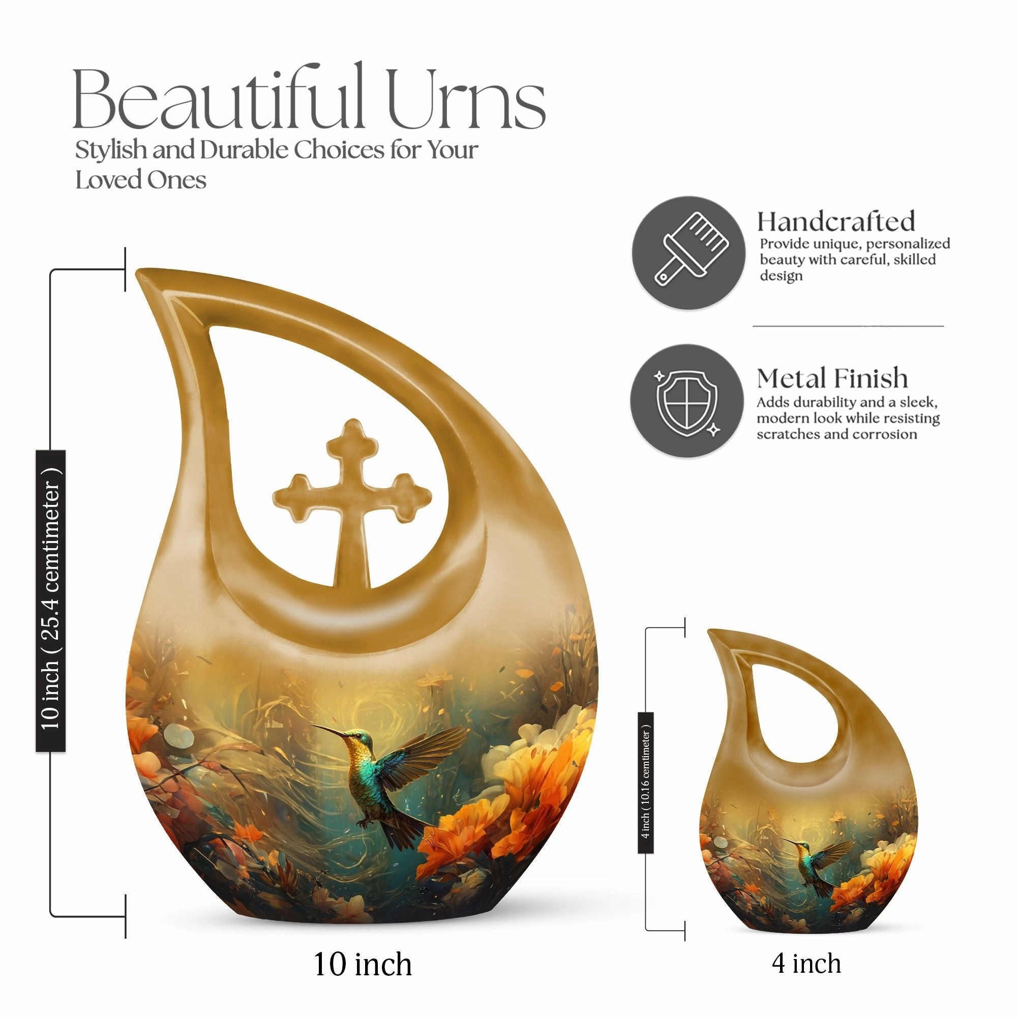 Serenity Memories: Beautiful Humming Birds Large Memorial Urn - Timeless Elegance Funeral Options