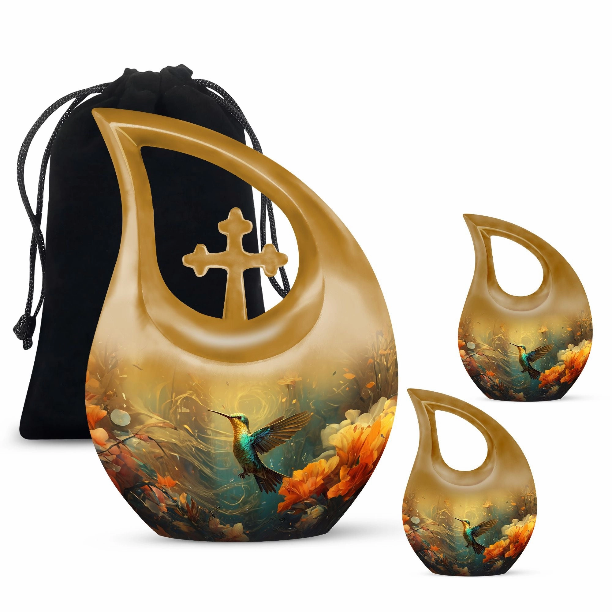 Serenity Memories: Beautiful Humming Birds Large Memorial Urn - Timeless Elegance Funeral Options