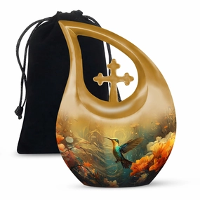 Serenity Memories: Beautiful Humming Birds Large Memorial Urn - Timeless Elegance Funeral Options