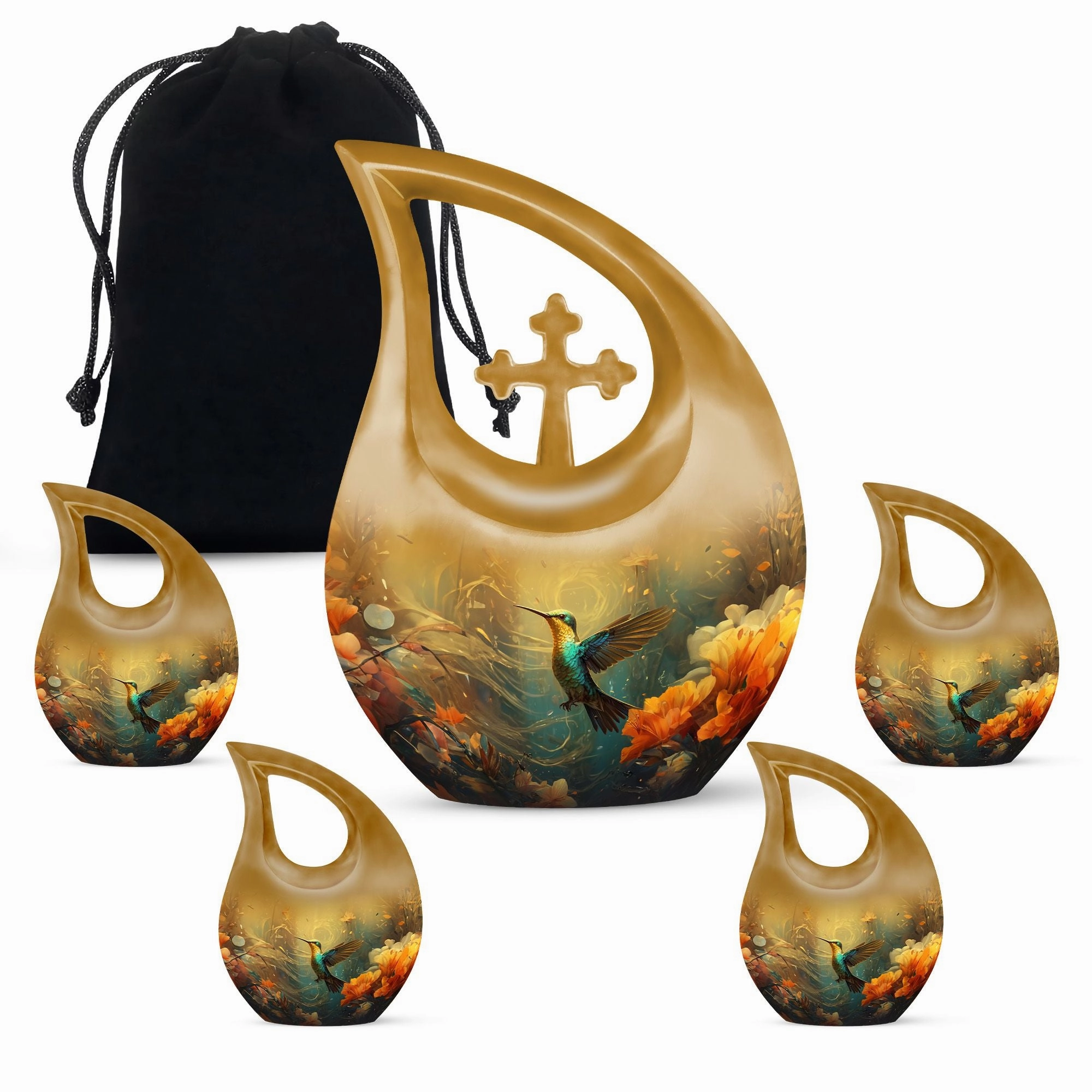 Serenity Memories: Beautiful Humming Birds Large Memorial Urn - Timeless Elegance Funeral Options