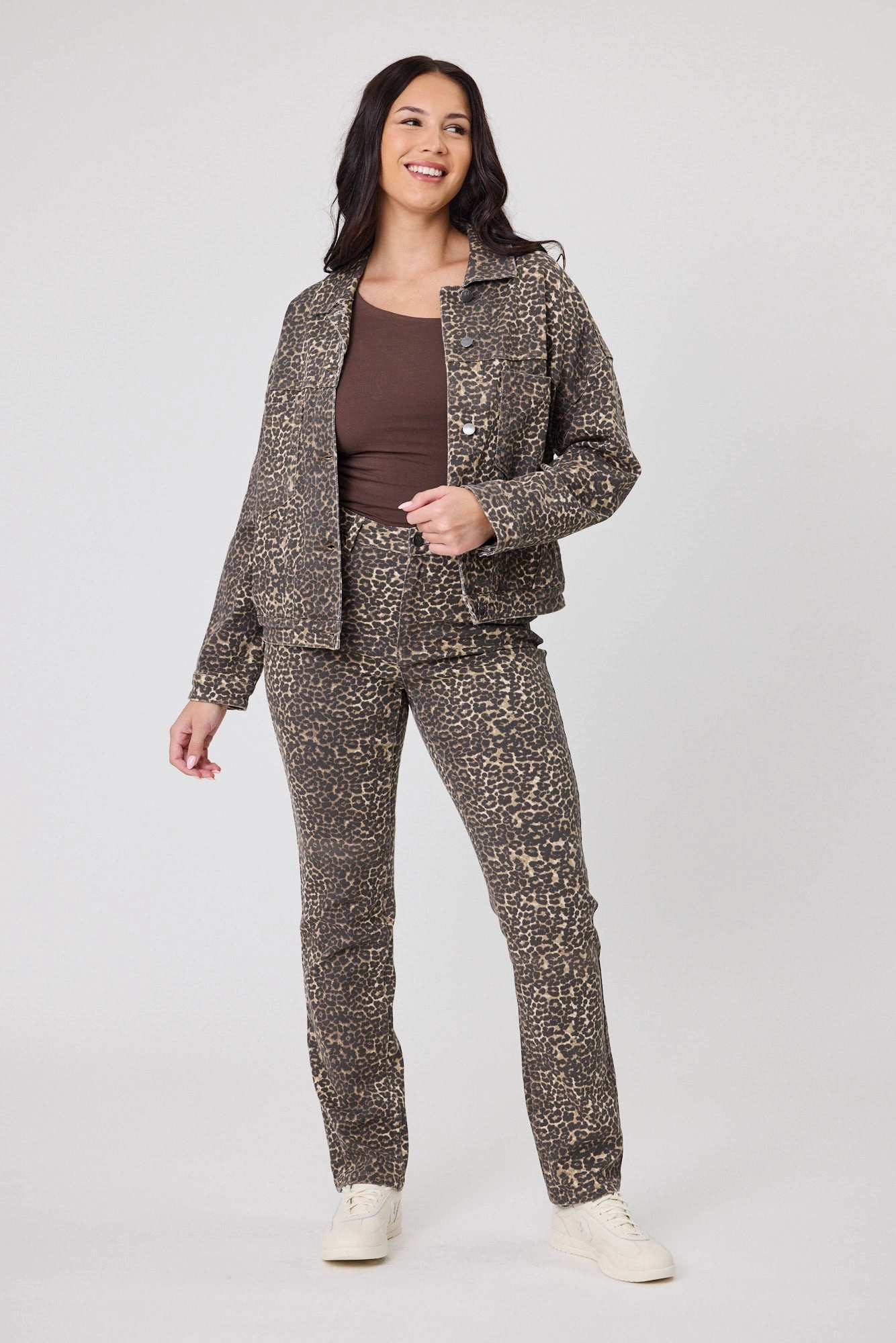 Shine On Label Drew Leopard Print Jean