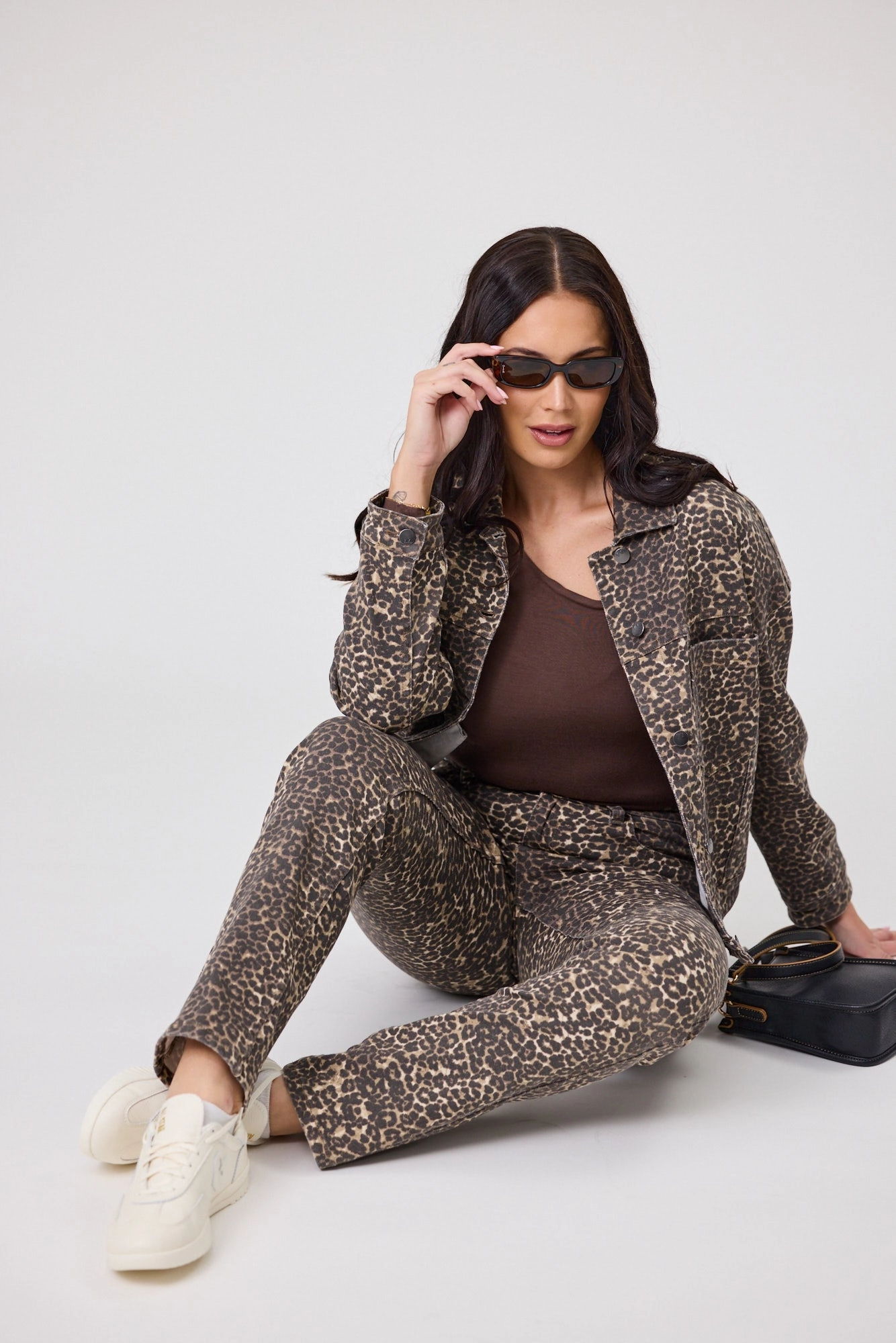 Shine On Label Drew Leopard Print Jean
