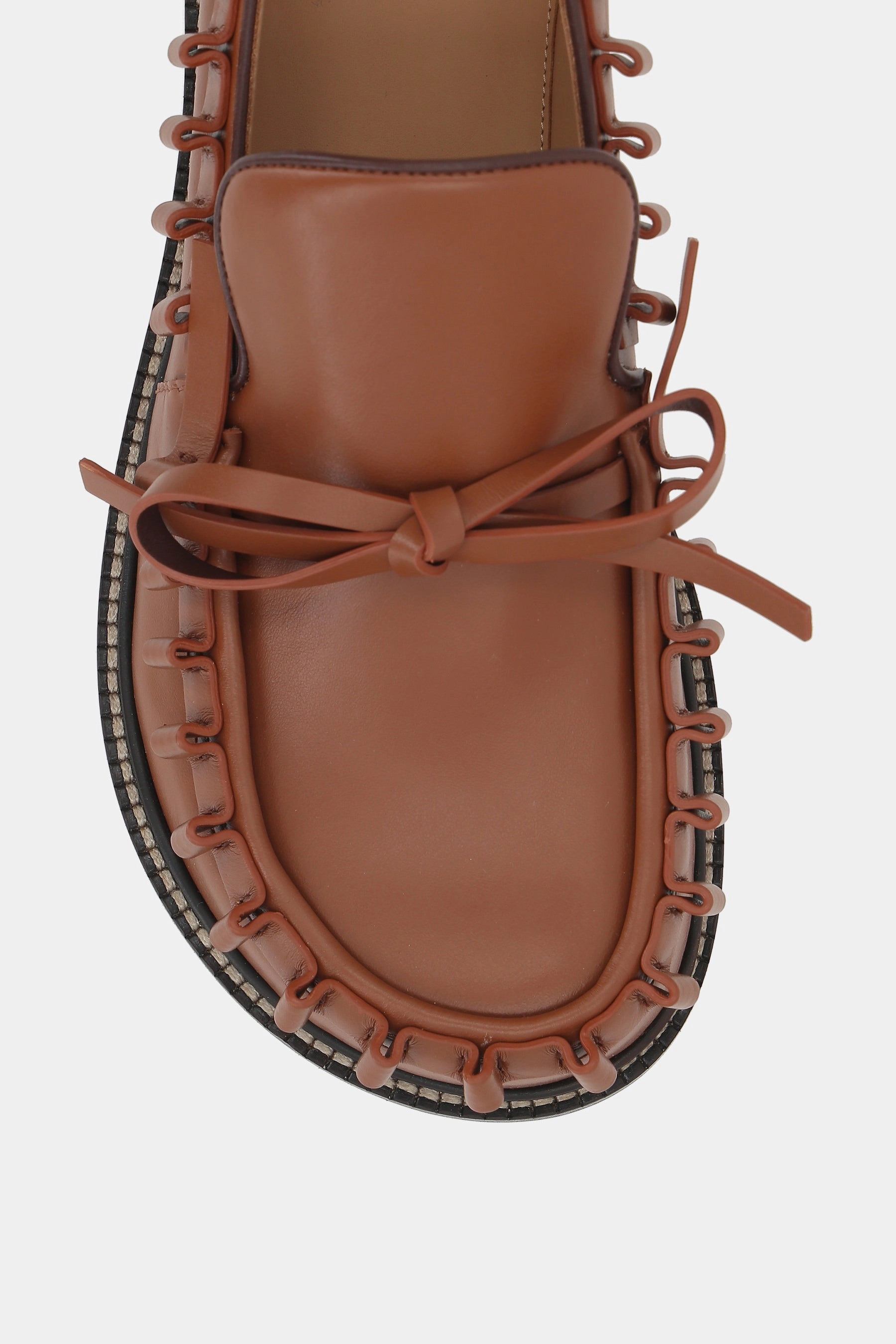 smooth leather loafer with ruffle detail