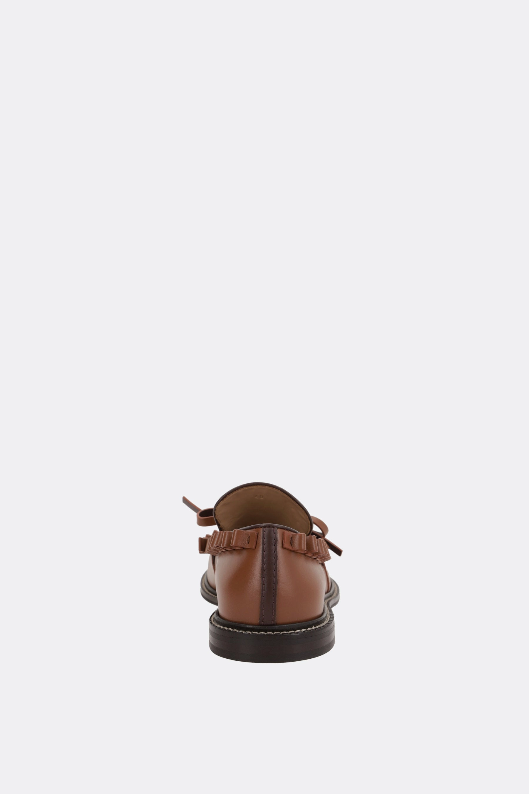 smooth leather loafer with ruffle detail