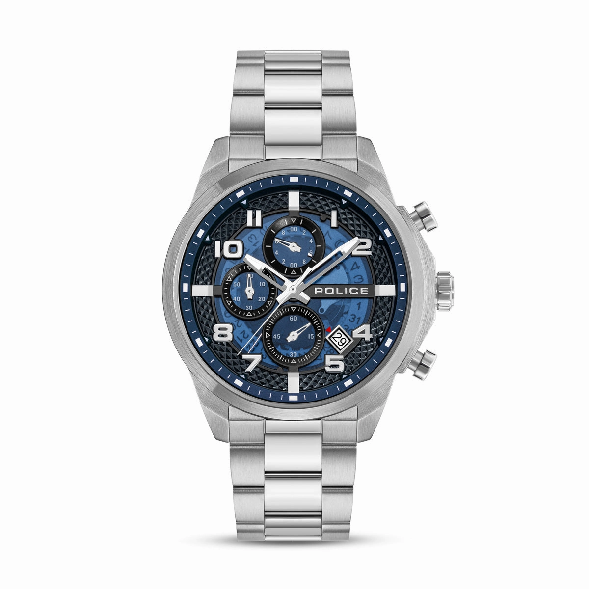 Stainlesss Steel Case & Blue Dial Watch With Stainless Steel Bracelet Strap