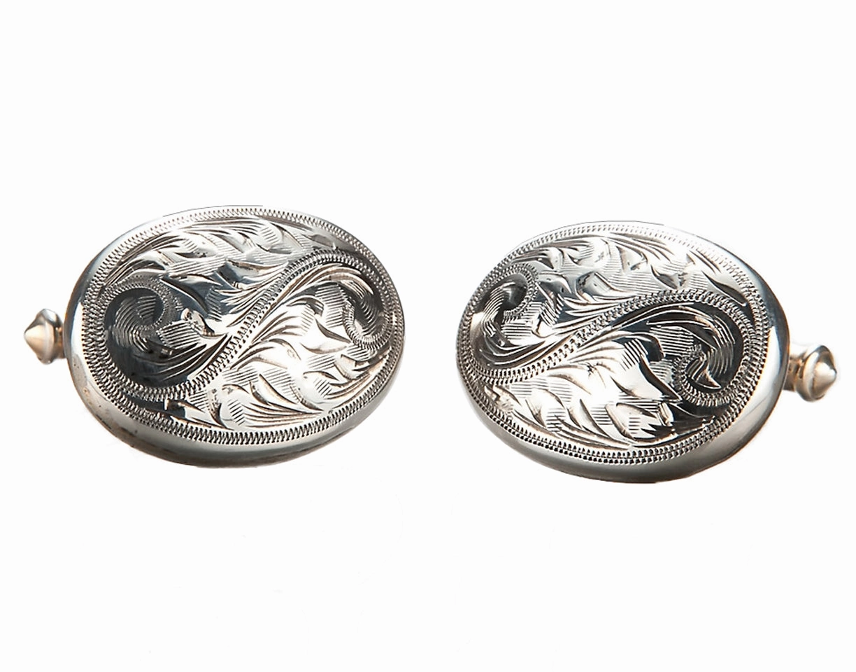Sunset Trails Engraved Silver Cufflinks