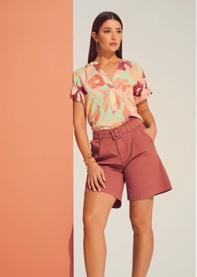 Suzanne Belted Trouser Short, Bronzer