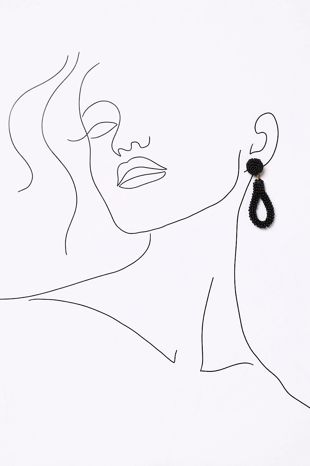Teardrop Beaded Earrings in Black
